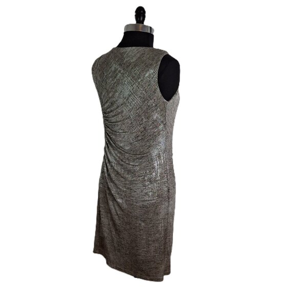 Wrap Dress Bodycon Ombre Ruched Cocktail Length Lux Silver Gold Size 14 - Picture 6 of 13